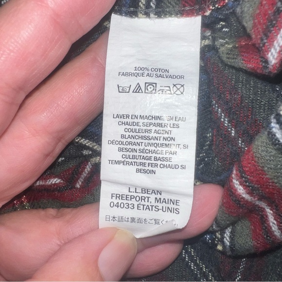 LL Bean Men Long Sleeve Plaid Flannel Button Down Plaid Shirt Sz L-Tall Cotton - Picture 8 of 8